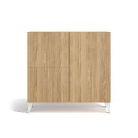 zapatero de melamina roble patas blanco 87x90x27 cm