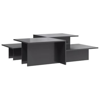 Pack 2 Uds Mesas De Centro，mesa Auxiliar，mesa De Café Madera De Ingeniería Gris Brillante