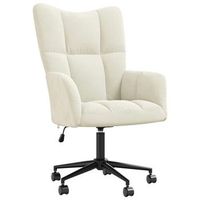 sillon lounge con ruedas diseno moderno en terciopelo crema dec026639