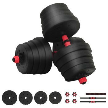 Set De Mancuernas Y Barra De 2 En 1 30 Kg Negro Y Rojo Vidaxl