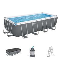 piscina desmontable tubular bestway steel pro max rectangular 488 x 244 x 122 cm con depuradora de arena de 3596 lh escalera  y cobertor