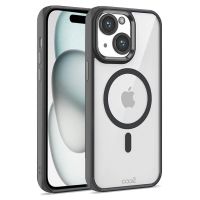 cool funda magnetica transparente con borde negro para iphone 15