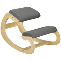 homcom silla ergonomica de rodillas de madera 55x85x55 cm gris