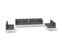 muebles de jardin 8 piezas con cojines madera maciza de pino