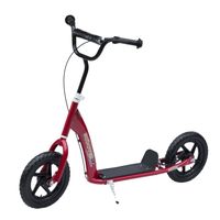 homcom patinete para ninos de 5 anos scooter de 2 ruedas de 12 pulgadas con freno y manillar ajustable en altura 120x52x80-88cm rojo   aosom espana
