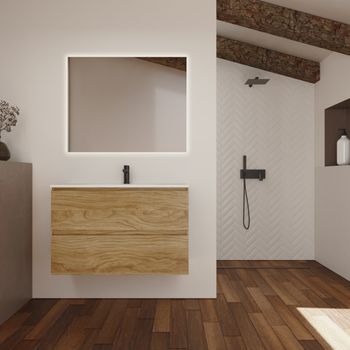 Conjunto De Baño Kaji | 100 Cm Teka | Dos Cajones | Lavabo Empotrado | Mueble Montado | No Incluye Espejo | Alday