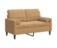 sofa de 2 plazas - sofa de salon - sofa moderno con cojines terciopelo marron 120 cm