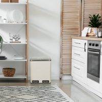 cubo de basura de acero de 30 litros beige