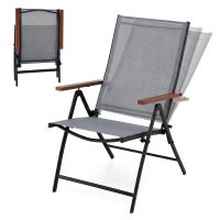 costway juego de 2 sillas plegables para exterior ligera con respaldo reclinable marco metal para picnic playa sin montaje carga 150kg gris