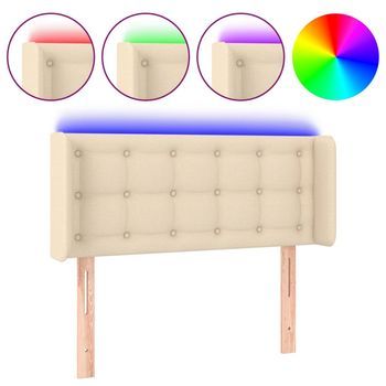 Cabecero Cama | Panel De Cabecera Con Led De Tela Crema 93x16x78/88 Cm