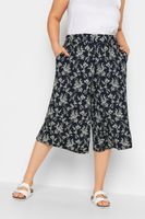 yours culottes azules de flores cinturilla elastica mujer curvy y tallas grandes yours
