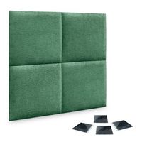 dhome juego de 4 paneles tapizados de lana ecologica pack autoadhesivos para pared acusticos absorbentes proteccion verde 50x50cm x4