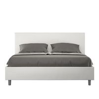 cama con almacenaje acolchada 160x210 cuero sintetico blanco adele