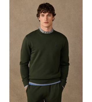 Hackett London para hombre. HM5800187 Sudadera algodón cuello redondo con logo verde (L), Casual