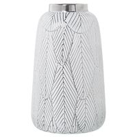 jarron ceramica blanco plata 16 5x28cm
