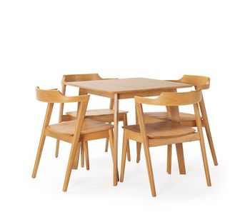 Juego de mesa 80x80 cm y 4 sillas de comedor venus color roble