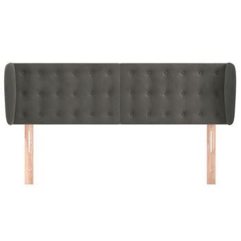 Cabecero Cama Mueble De Dormitorio De Terciopelo Oscuro 147 X 23 X 78/88 Cm Gris M02_0008221