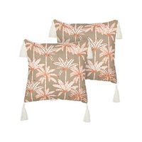 conjunto de 2 cojines cuadrados de algodon 45 x 45 cm relleno poliester accesorios motivo palmeras multicolor melobesia