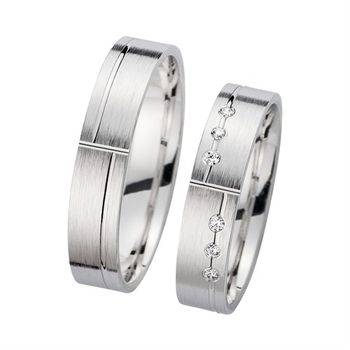 Alianzas oro blanco con diamantes ancho 4,5 mm