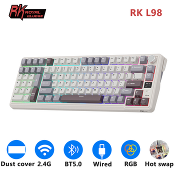 Teclado Mecánico RK ROYAL KLUDGE L98 para Zurdos, Inalámbrico, Tri-Modo (BT/2.4G/USB-C), RGB, para Juegos, con Interruptores Intercambiables en Caliente