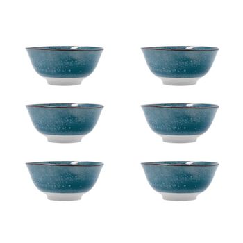 Set 6 boles porcelana azul 15 cm