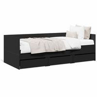 sofa cama con cajones sin colchon negro 75x190 cm vidaxl