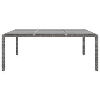 Mesa Jardín | Mesa De Exterior Vidrio Templado Ratán Sintético Gris 200x150x75 Cm