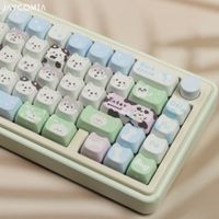 mao-teclas con orejas de gato teclas con letras impresas laterales de perro material pbt para teclado mecanico interruptor de madera