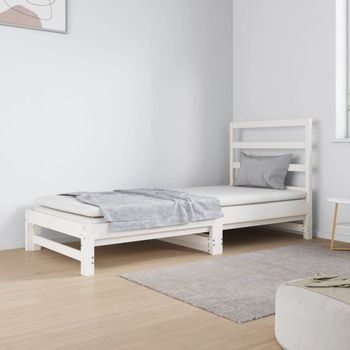 Sofá Cama | Cama Para Adultos Extraíble Madera Maciza De Pino Blanco 2x(90x190) Cm Cfw997812