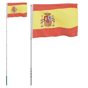 Mástil Y Bandera De España Aluminio 5,5 M Vidaxl
