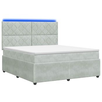 Cama Tapizada 144x200x140,5 Cm Terciopelo - Gris