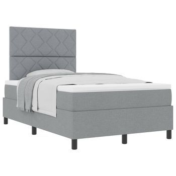 Cama Tipo Box Spring Con Cabecera Gris Claro 120 X 200 Cm Tela Vidaxl