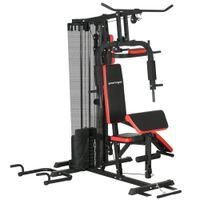 sportnow multiestacion de musculacion con placas de peso de 45 kg carga max 110 kg para entrenamiento 225x175x200 cm negro   aosom espana