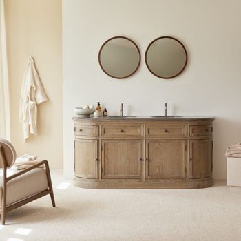Mueble de baño de roble y piedra de 180 cm