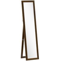 homcom espejo de cuerpo entero 157x37 cm con marco de mdf espejo de pie inclinado o colgante madera nogal