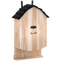 pawhut caseta para murcielagos de madera de abeto de 3 camaras con gancho trasero para mas de 15 murcielagos color madera