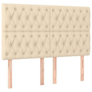 Cabecero De Cama De Tela Color Crema 160x7x118/128 Cm Vidaxl