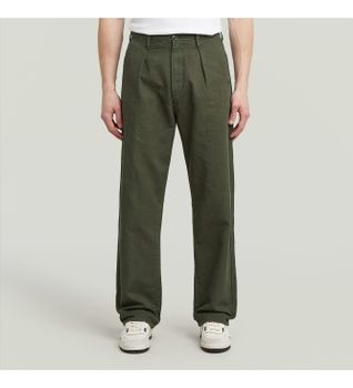 G-Star para hombre. D26126-D752-B575 Pantalón Pleated Chino Relaxed verde (34/36), Casual, Algodón