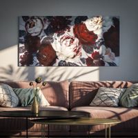 cuadro sobre lienzo multicolor con flores 120x37x60 cm
