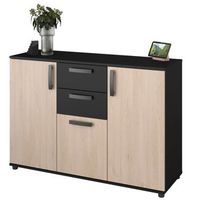 aparador dark comedor moderno roble brooklyn y negro stipple 119x40 cm