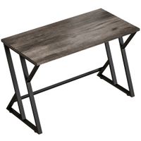 homcom 120 cm mesa para ordenador escritorio industrial con estructura metalica en z mesa de trabajo para oficina gris efecto envejecido