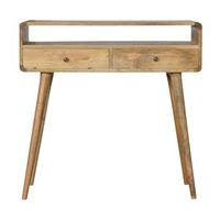 mesa consola de madera maciza mueble artesanal curvada de estilo roble