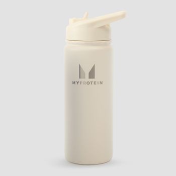 Botella de metal reciclado con pestaña abatible de Myprotein (500 ml) - Crema natural