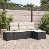 juego de sofa de jardin de 4 piezas con cojines de ratan sintetico negro v7979 unico  negro