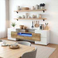 mueble de almacenaje en blanco y roble