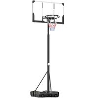 sportnow canasta de baloncesto para exterior ajustable de 230-305 cm con tablero irrompible base rellenable y ruedas negro