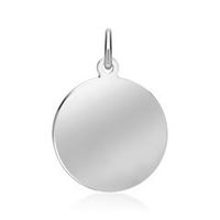 colgante grabable de oro blanco de 14 quilates en forma de circulo