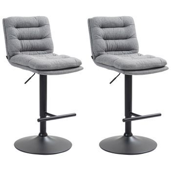Lote De 2 Taburetes De Bar De Tela Damar Gris 56x42x94 Cm Clp
