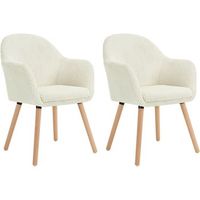 set 2 sillas de comedor y cocina de pana y madera maciza 5 cm ergonomicas con reposabrazos 41x39x83 - beige - woltu