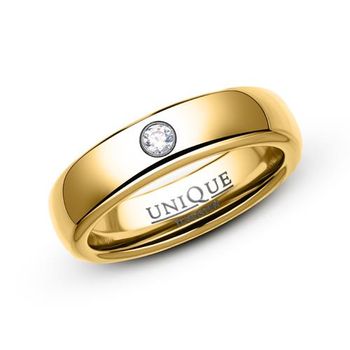 Anillo de tungsteno chapado en oro circonita 5mm